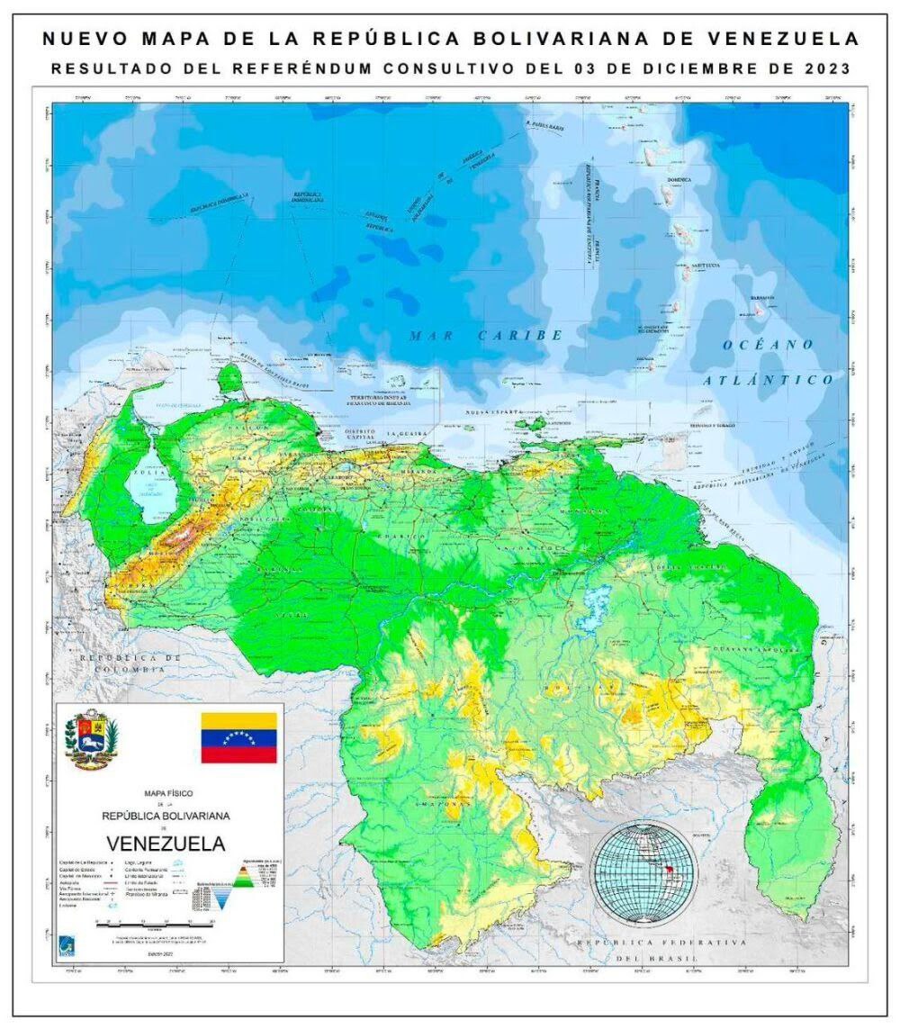 Revelan nuevo mapa oficial de Venezuela: Se sustituye la Zona en Reclamación por la Guayana Esequiba y se eliminan las rayas