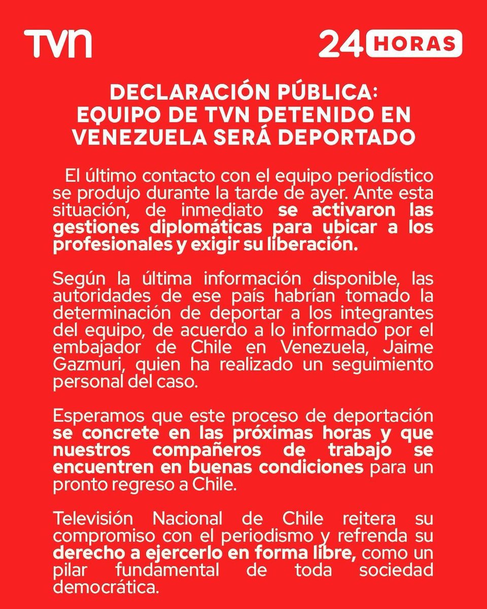 Detenido equipo de corresponsales de TV Chile en Venezuela