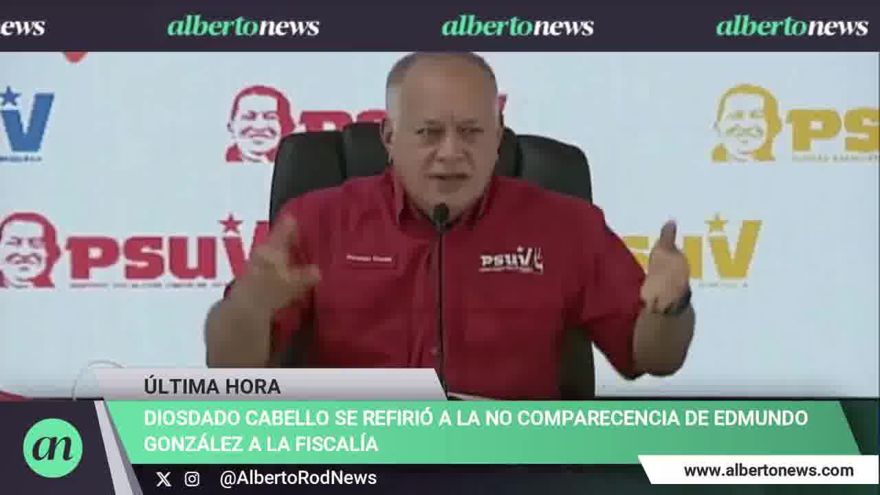 Diosdado Cabello advierte ante la no comparencia de Edmundo González a la Fiscalía: aquí habrá justicia, se acabó la mamadera de gallo, se acabaron los perdones.Ya basta, algo que quiere el país es que tengamos justicia