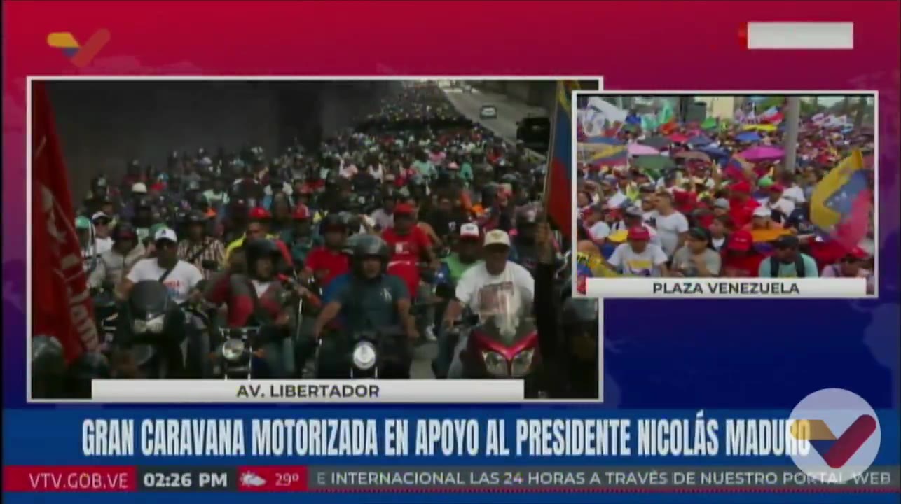 Chavista motorized forces begin their mobilization from the east of Caracas towards the Miraflores Palace in support of Maduro