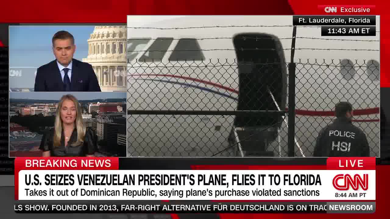 Las autoridades estadounidenses han confiscado el avión privado del autócrata venezolano Maduro porque han determinado que su compra violó las sanciones estadounidenses, entre otras cuestiones criminales. Actualmente, el gobierno estadounidense ofrece una recompensa de 15 millones de dólares por información que conduzca al arresto de Maduro