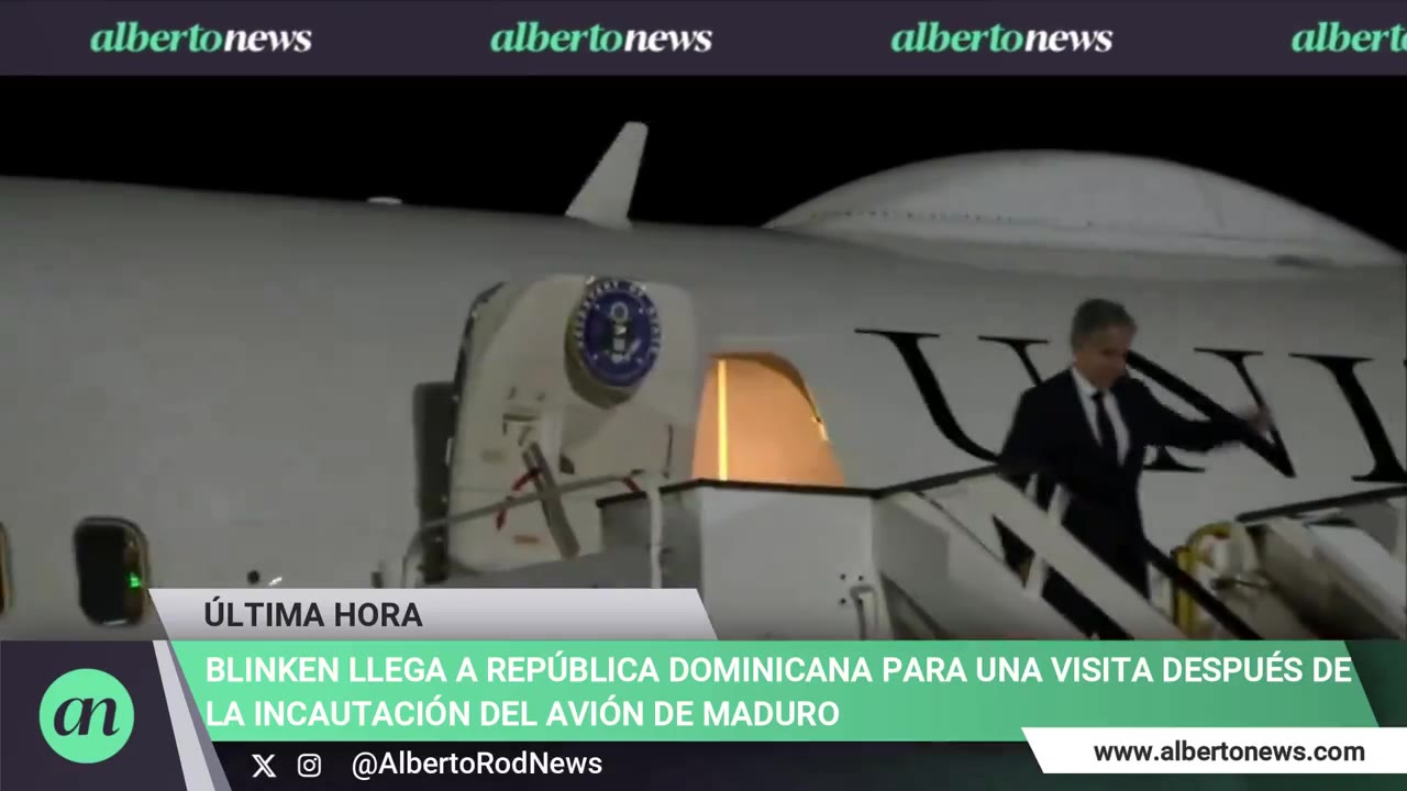 Blinken llega a República Dominicana para una visita días después de la incautación del avión de Nicolás Maduro