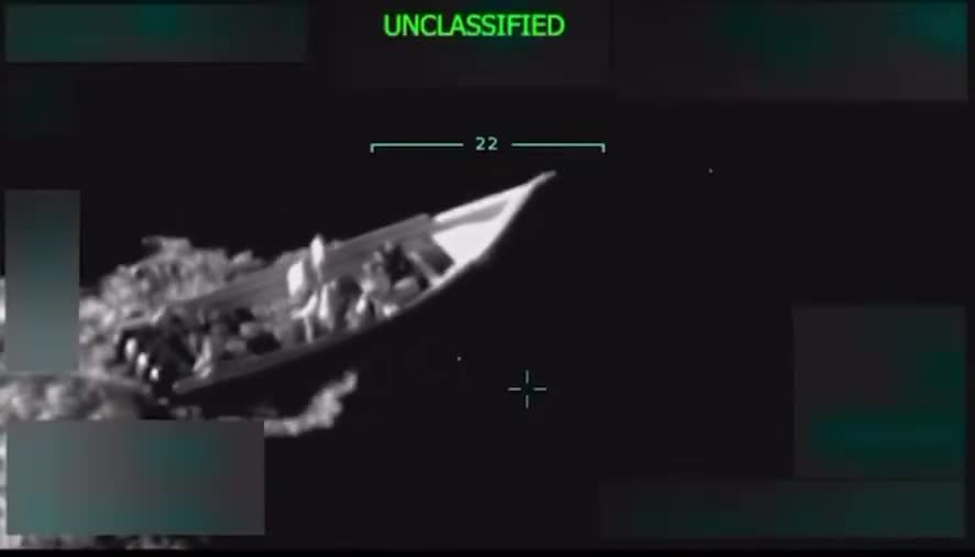 Full video of the US drone strike on a drug trafficking vessel that reportedly departed from Venezuela earlier today