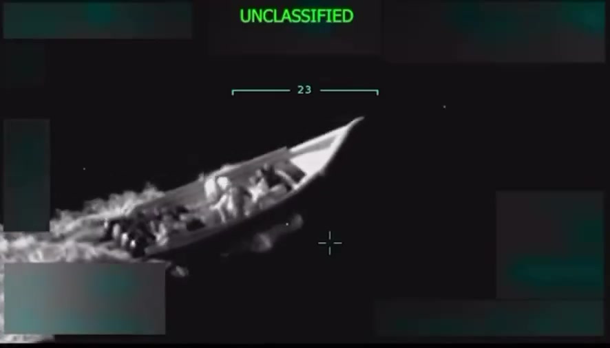 Full video of the US drone strike on a drug trafficking vessel that reportedly departed from Venezuela earlier today 