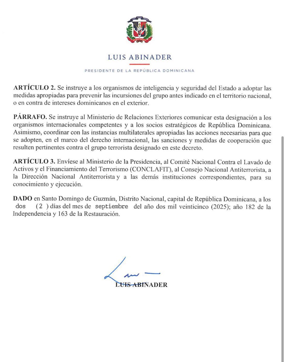 The Dominican Republic designates Nicolás Maduro’s Cartel of the Suns as an international terrorist organization