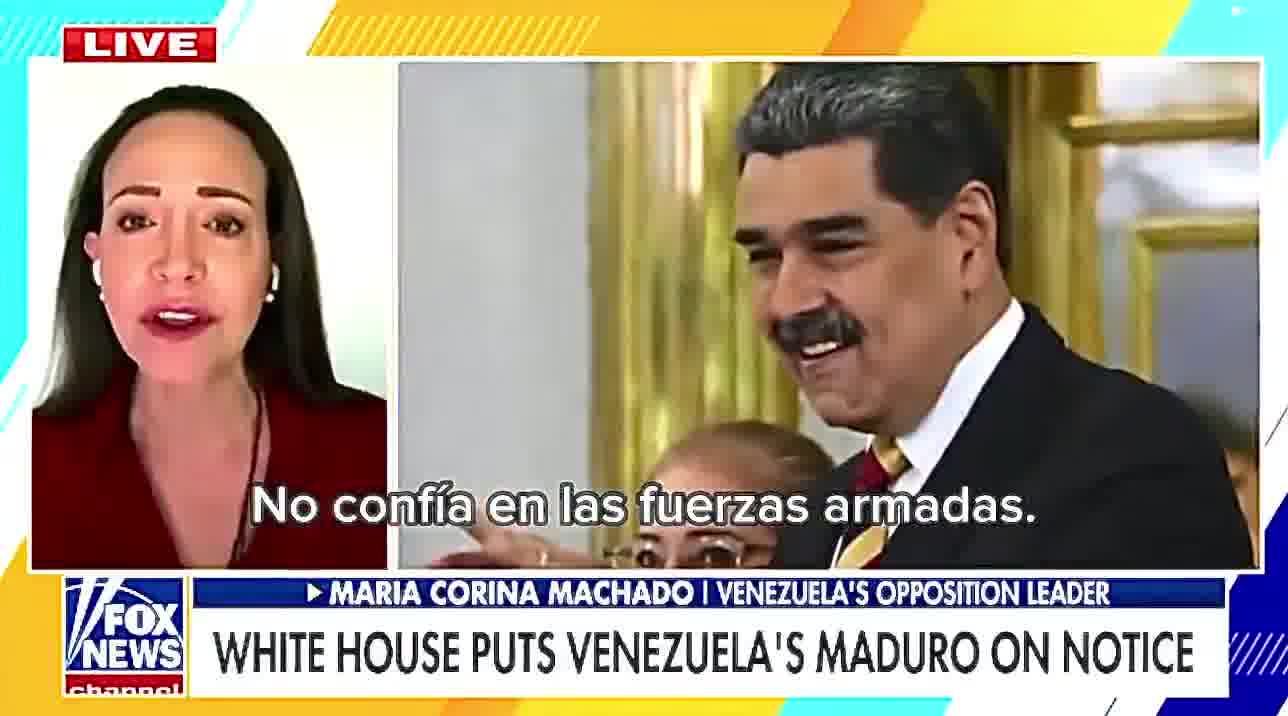 María Corina reacts to Diosdado Cabello's threats on Fox News: We all fear for our safety; but he's wrong if he thinks that's going to stop us. He can't retaliate against the US, so he's targeting the most vulnerable.