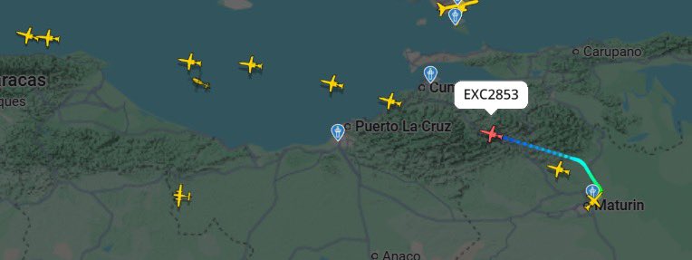 At least 19  aircraft so far, mostly tagged “private owner” suddenly departed Maturín, Venezuela in a rare conga line heading to Caracas