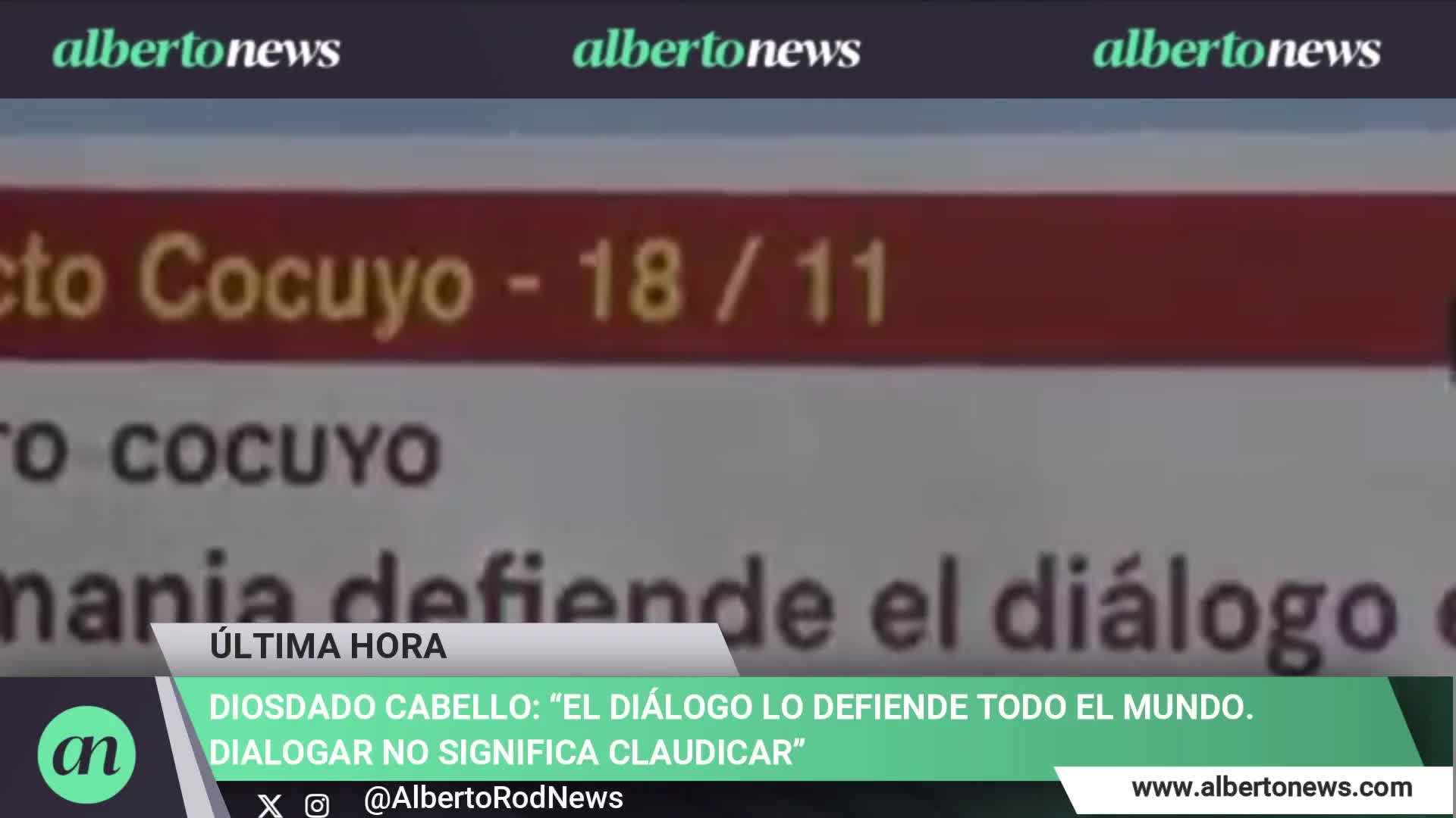 Diosdado Cabello: Everyone supports dialogue. Dialogue doesn't mean surrendering. Furthermore, dialogue is good when there are contradictions, and if they are properly presented, it works, he said.
