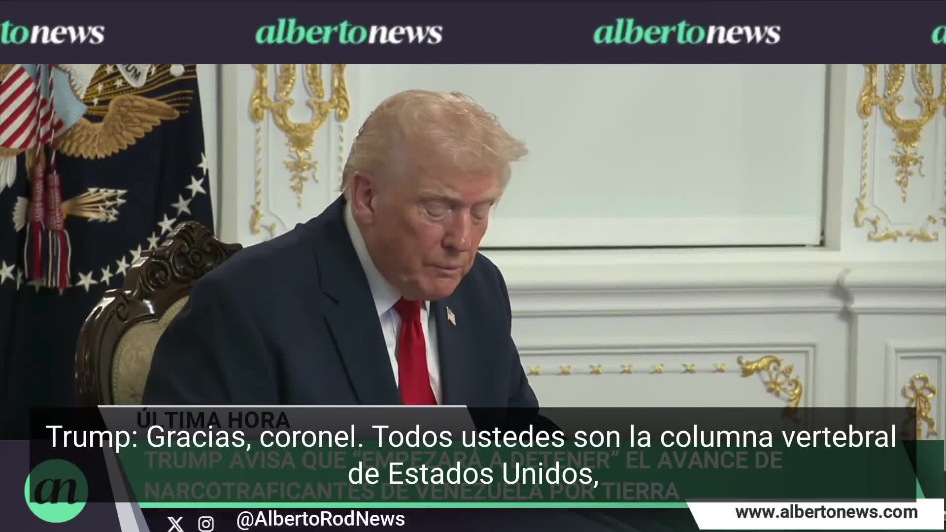 Trump warns he will begin to stop the advance of Venezuelan drug traffickers by land. Also, by land it's easier, but that will begin very soon. We warn you: stop sending poison into our country, he stated.