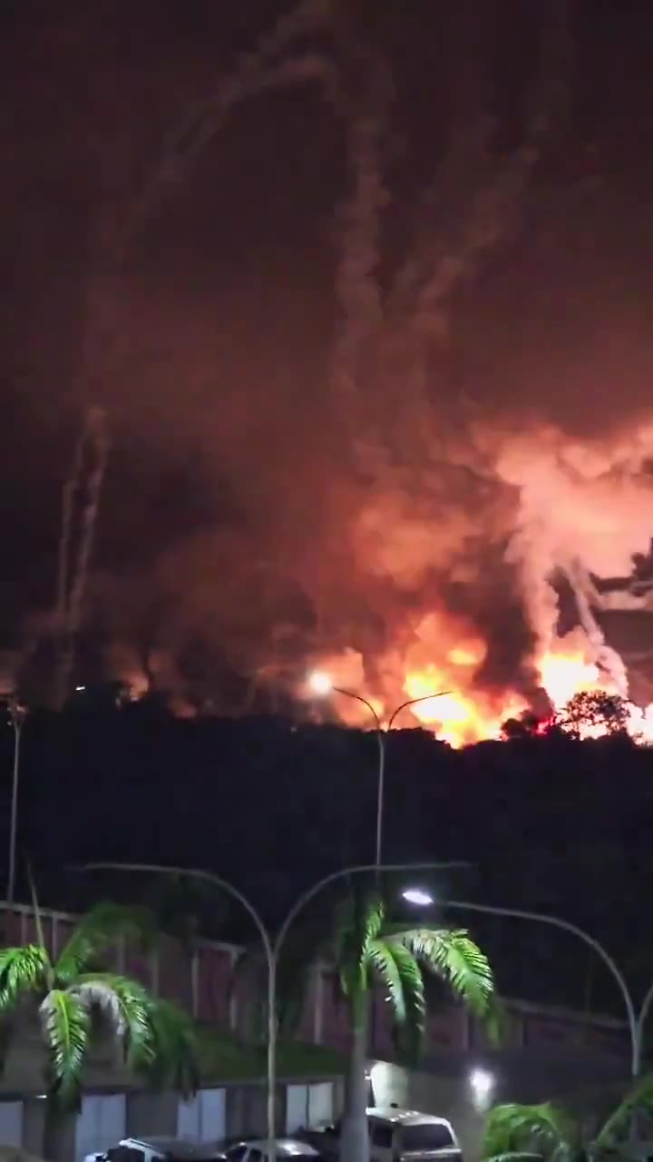 Major secondary explosions after U.S. airstrike near Higuerote Airport, Miranda, Venezuela