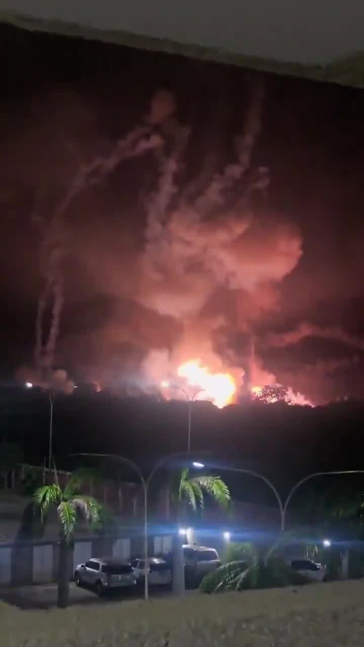 Major secondary explosions after U.S. airstrike near Higuerote Airport, Miranda, Venezuela
