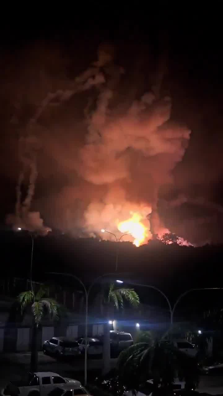 Major secondary explosions after U.S. airstrike near Higuerote Airport, Miranda, Venezuela