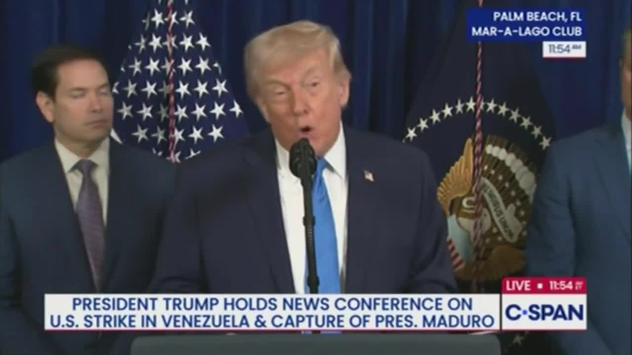 Trump: In addition, Venezuela unilaterally seized and sold American oil, American assets and American platforms, costing us billions and billions of dollars. We built Venezuela oil industry. And the socialist regime stole it us during those previous administrations. And they stole it through force