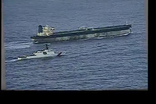 Footage of the USCGC Munro (WMSL-755), a Legend-class cutter with the U.S. Coast Guard, alongside the Russian-flagged Iranian-linked oil tanker, Marinera, during this morning’s operation to board and seize the vessel in the Northern Atlantic.