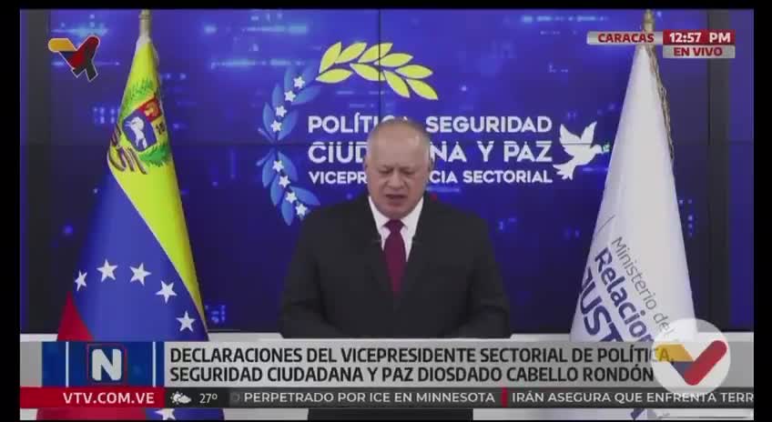 Venezuela's Interior Minister Diosdado Cabello said authorities have seized over 7 tons of illicit drugs so far in 2026