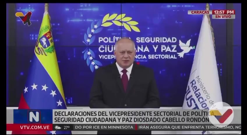 Venezuela's Interior Minister Diosdado Cabello said authorities have seized over 7 tons of illicit drugs so far in 2026