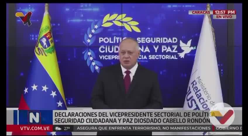 Venezuela's Interior Minister Diosdado Cabello said authorities have seized over 7 tons of illicit drugs so far in 2026