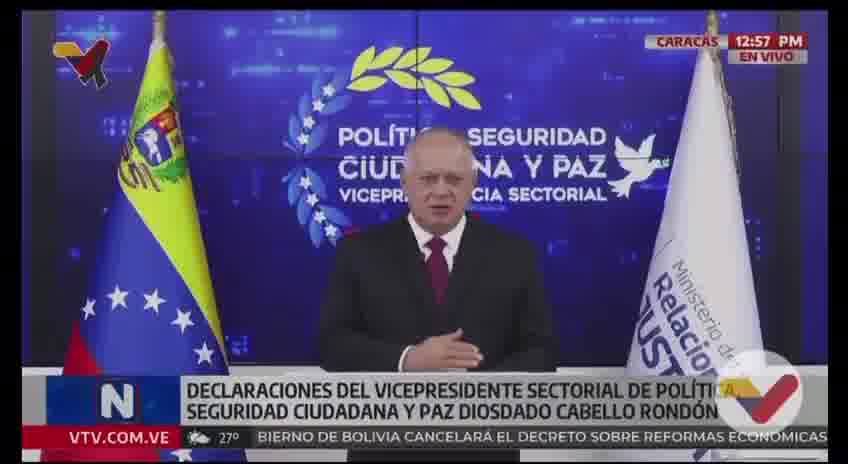 Venezuela's Interior Minister Diosdado Cabello said authorities have seized over 7 tons of illicit drugs so far in 2026