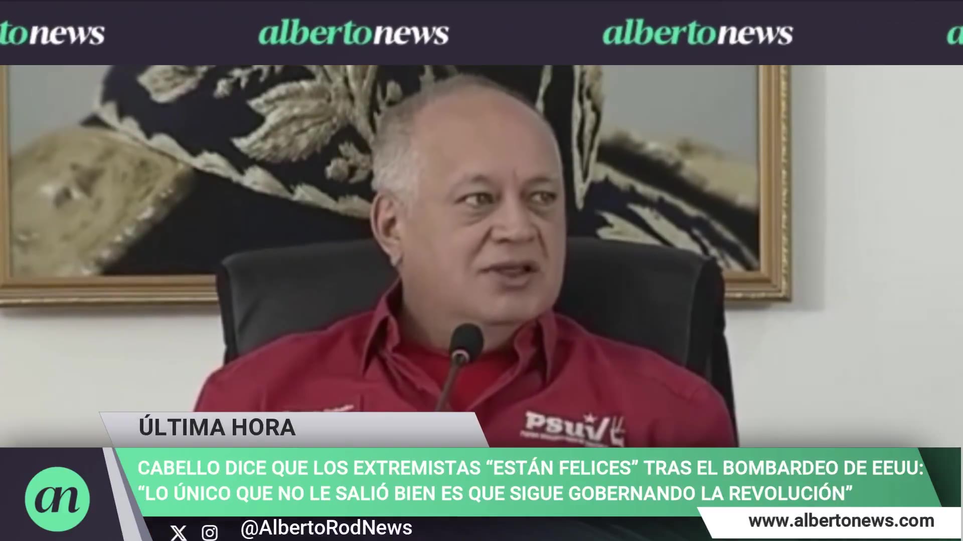 Diosdado Cabello says the extremists are happy after the US bombing: The only thing that didn't go well for them is that the revolution is still in power.
