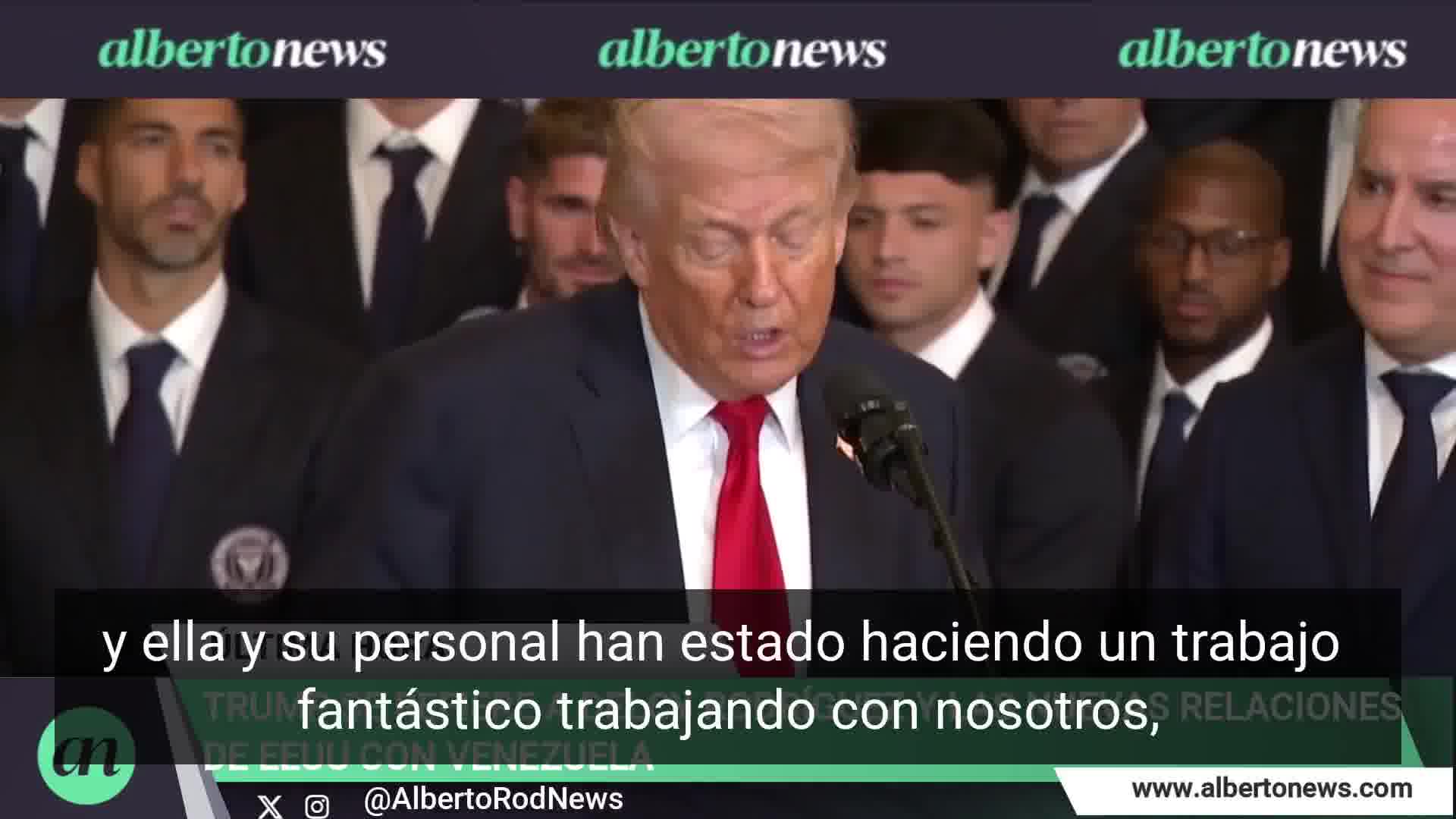 Trump: Venezuela has been stabilized and the oil is on its way to Houston. We have a wonderful person as their president-elect, Delcy Rodríguez; she and her staff have been doing a fantastic job working with us.