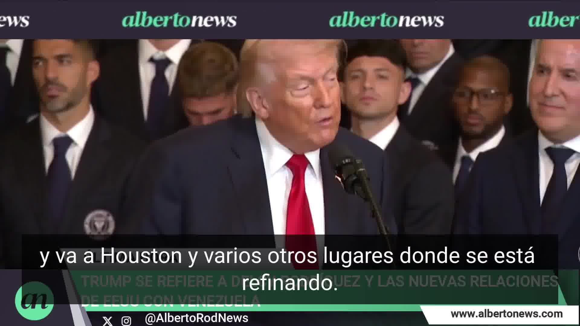 Trump: Venezuela has been stabilized and the oil is on its way to Houston. We have a wonderful person as their president-elect, Delcy Rodríguez; she and her staff have been doing a fantastic job working with us.