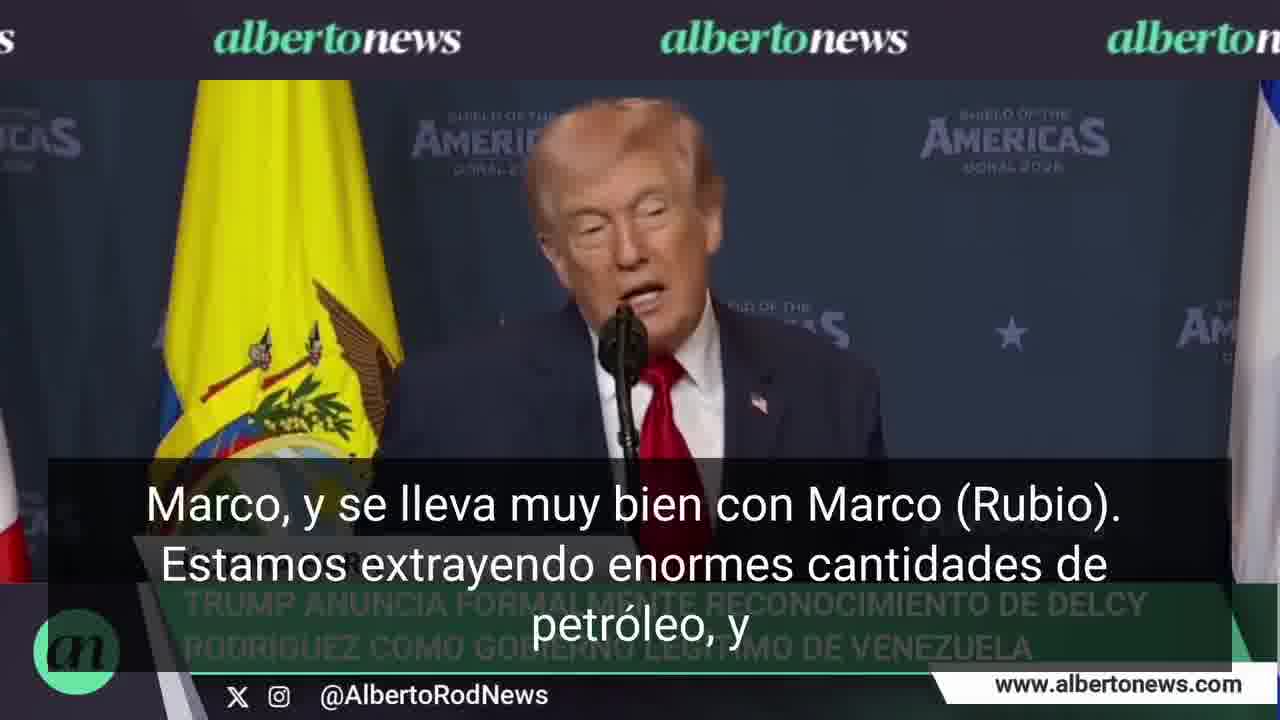 Trump on Delcy Rodríguez: I am pleased to say that this week we have formally recognized the Venezuelan government, in fact we have legally recognized them.