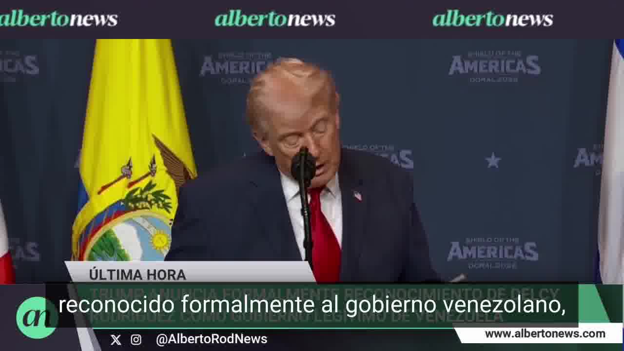 Trump on Delcy Rodríguez: I am pleased to say that this week we have formally recognized the Venezuelan government, in fact we have legally recognized them.